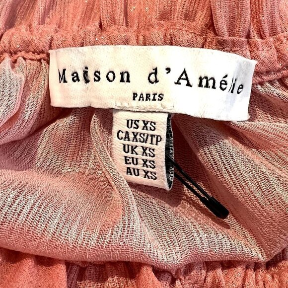 Maison d'Amelie Womens XS Sleeveless Top Metallic Pink Purple Ruffle Girly - Picture 4 of 6